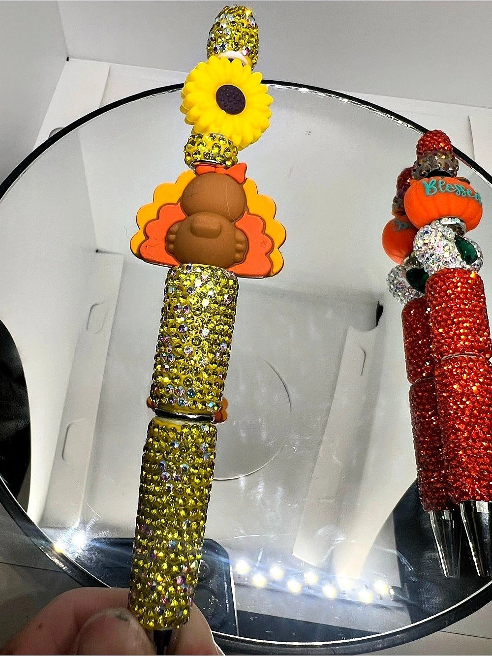 Rhinestone Pens Fall Thanksgiving Bling Pens Turkey Fox Pumpkin Sunflower Sparkl - Picture 8 of 11